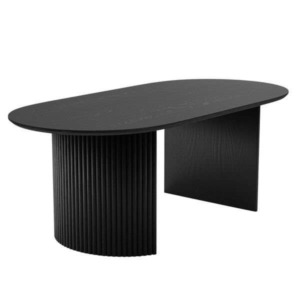 Homeroots 67" Black Wood Double Pedestal Base Oval Dining Table 713568 - main