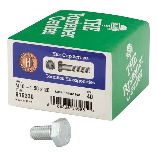 Hillman M10-1.50 mm D X 20 mm L Heat Treated Steel Hex Head Cap Screw, 40PK 916330 - main