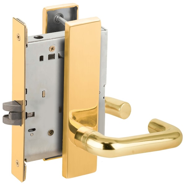 Schlage Grade 1 Passage Latch Mortise Lock, 03 Lever, L Escutcheon, Bright Brass Finish, Field Reversible L9010 03L 605 - main