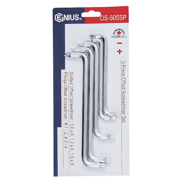 Genius Tools 5PC Slotted & Philips Offset Screwdriver Set OS-505SP - main