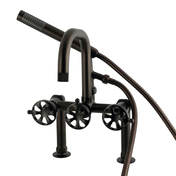 Kingston Brass 7" Center Deck-Mount Clawfoot Tub Faucet with Hand Shower, Oil Rubbed Bronze AE6005RX - main