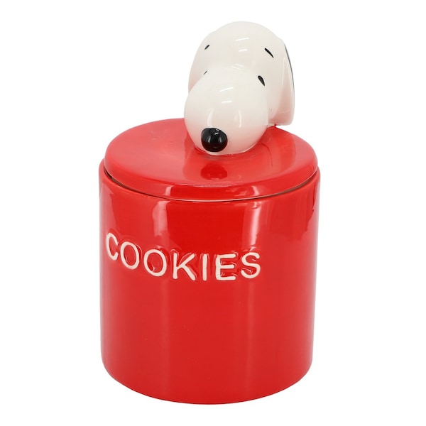 Gibson Peanuts Hello Cookies 8.2 Inch Ceramic Snoopy Cookie Jar w/ Lid in Red 750123592M - main