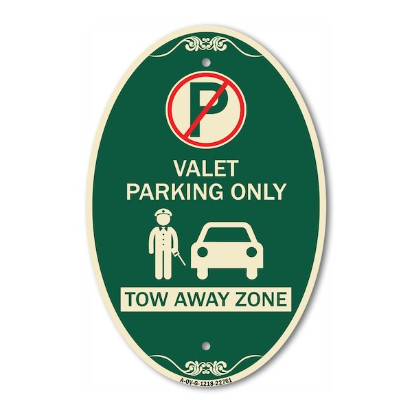 Signmission Valet Parking Only Tow Away Zone with Car Gra, 12 In X 18 In Architectural, Heavy Gauge Aluminum A-OV-G-1218-22761 - main