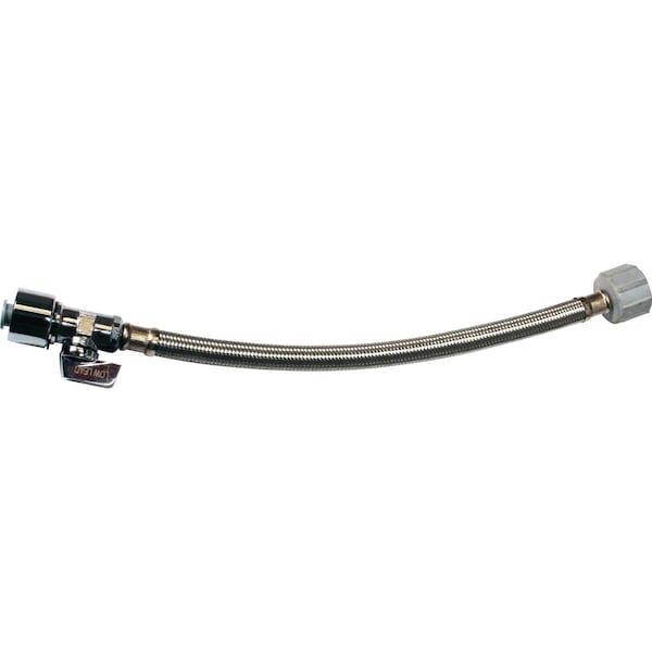 Keeney Mfg 5/8'' x 12'' Stainless Steel Quick Lock Toilet Supply Tube with Straight Quarter Turn Valve CPOLFC12K - main