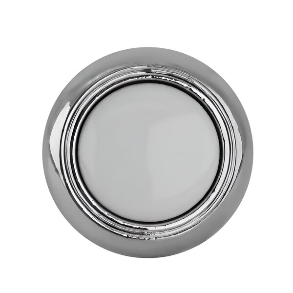 Brixwell Mushroom Cabinet Knob, 1-1/4 in Diameter, 1 in Projection, 5/16 in Base, White with Polished Chrome BXB6244267W - main