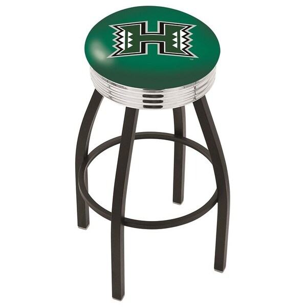 Holland Bar Stool Co 30" Blk Wrinkle Hawaii Swivel Bar Stool, Chrome Ring L8B3C30Hawaii - main