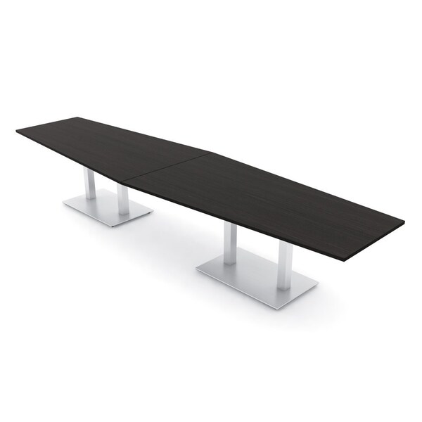 Skutchi Designs Hexagon Conference Table With Power, 48 in W, 168 in L, Black HAR-HEX.IR-48X168-DOU-U999ST19-NA - main