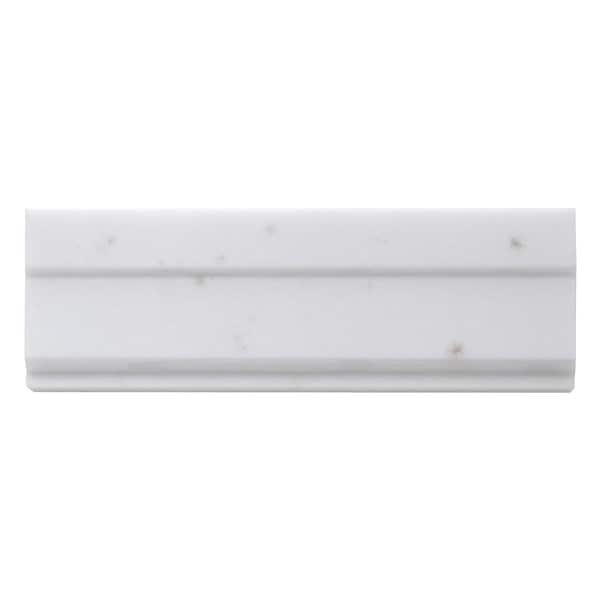 Apollo Tile Snow White 4x12 Thassos Marble Polished Baseboard Tile Trim 3.33 sqft/case, 10PK APLMTS886PA - main