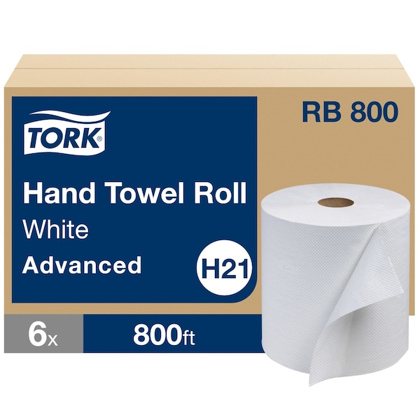 Tork Hardwound Paper Towel Roll, 1 Ply, Continuous Roll Sheets, 800 ft, White, 6 PK RB800 - main