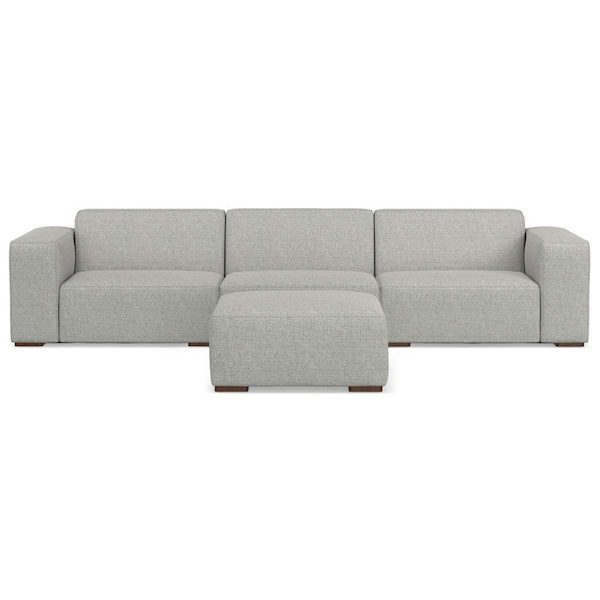 Homeroots 122" Gray Fabric Sofa With Ottoman With Brown Legs 641071 - main