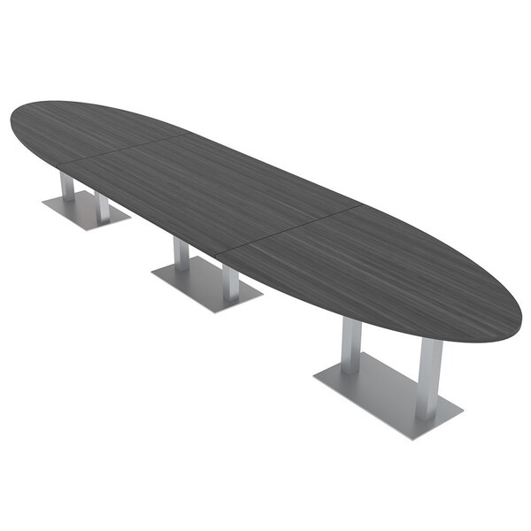 Skutchi Designs Oval Conference Table With Power Unit, 48 in W, 216 in L, Grey HAR-OVL-48X216-DOU-WA7949-NA - main
