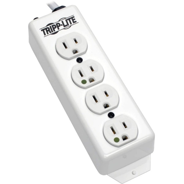 Tripp Lite Outlet Strip, Hospital Grade, 4 5-15R-HG, 5-15P-HG, 15 ft., White PS-415-HG - main