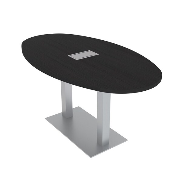 Skutchi Designs Boval Conference Table With Power Unit, 36 in W, 72 in L, Black HAR-BOVL-36X72-DOU-U999ST19-ESIL - main