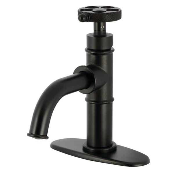 Kingston Brass One-Handle 1-Hole Bathroom Faucet with Knurled Handle, Deck Plate, and Push Pop-Up Drain KSD2820RKX - main