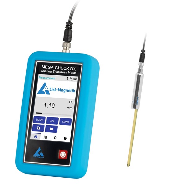 Pce Instruments Coating thickness meter, 2-6000 mcgm Fe with transverse rod probe for interiors and pipes LM-MCDX-6FT - main