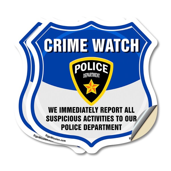 Signmission Neighborhood Crime Watch Shield Sign We, 6 inch X 6 inch, Vinyl Decal, 2PK SHI-D-2PACK-6-388 - main