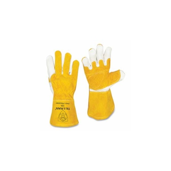 Tillman MIG Welding Gloves, 52, Goatskin/Split CH Palm/Split CH BOH/Cuff, Med, Bourbon Brn/Pearl, 4 in, 6PK 724-52M - main