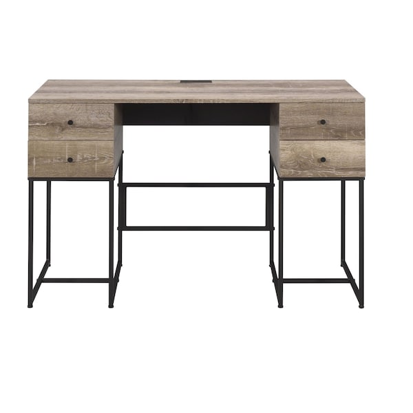 Homeroots 47" Brown and Black Writing Desk With Four Drawers 491421 - main
