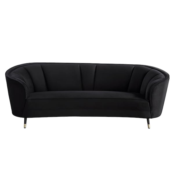 Homeroots 92" Black Velvet Sofa 491038 - main