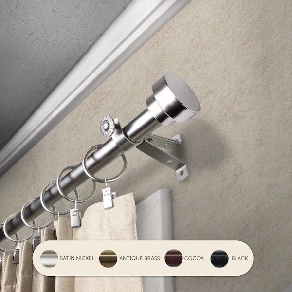 Kd 0.8125 in. Cappa Curtain Rod with 28 to 48 in. Extension, Satin Nickel KD3728627 - main