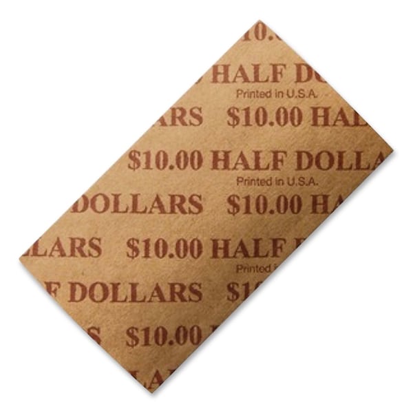 Securit Flat Coin Wrapper, Half-Dollars, Brown, 1000PK 53050 - main