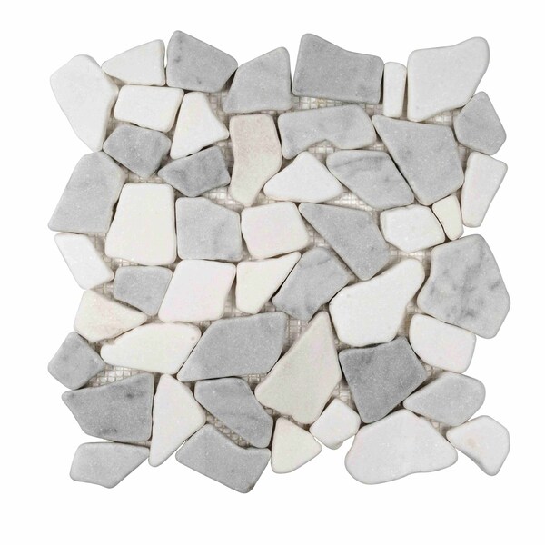 Apollo Tile Gray 11 x11 Thassos, Bianco Carrara Marble Polished Floor and Wall Mosaic Tile 4.2 sqft/case, 5PK APLDC88PB2A - main