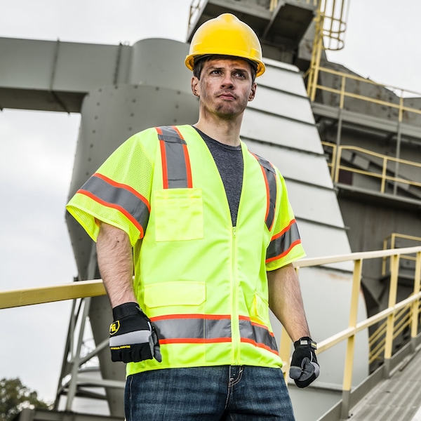 Game Workwear Hi-Vis Economy Vest S Class 3 , Zipper Closure I-678E - main