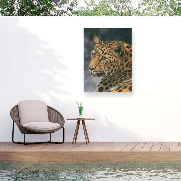 Trademark Fine Art Outdoor Canvas Art David Stribbling Leopard Portrait 2 Wall Art for Patios, or Gardens GRL01556-OC2432WR - main