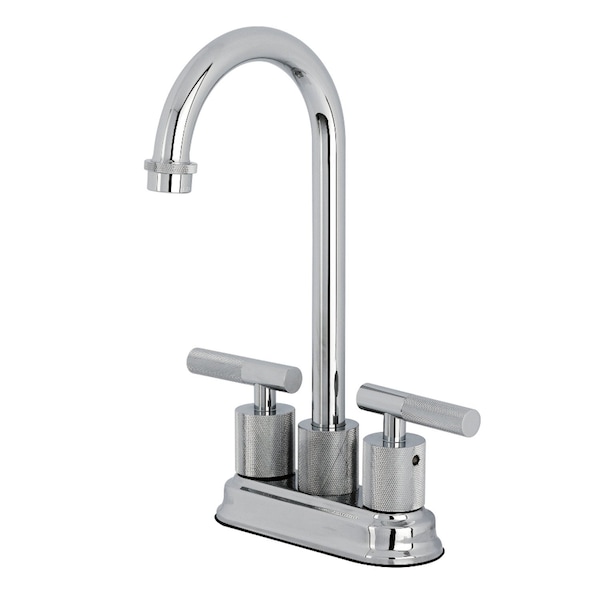 Kingston Brass Double-Handle 4" Centerset Bar Faucet with Knurled Handle, Polished Chrome KB5491KNL - main