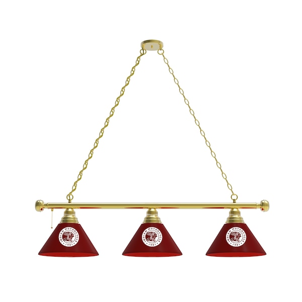 Holland Bar Stool Co Indian Motorcycle 3 Shade Billiard Light, Brass Fixture, Burgundy Shades BL3BRIndn-HD-Bu - main