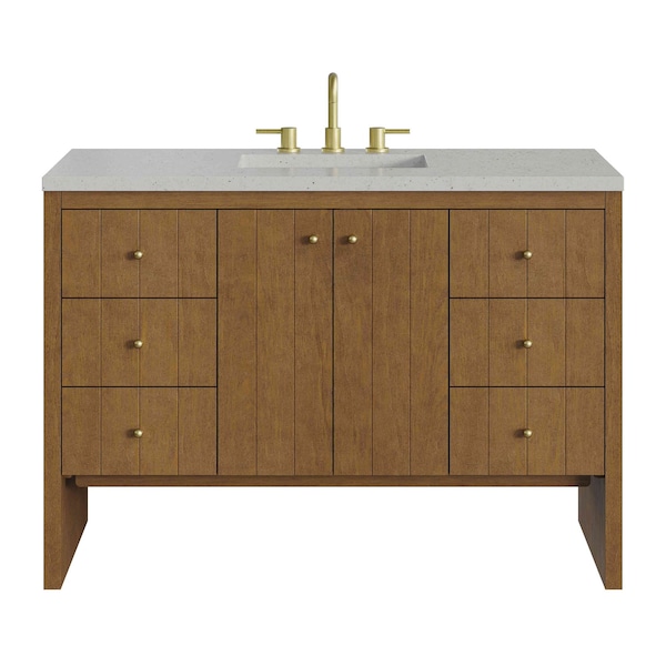 James Martin Vanities Hudson 48" Single Vanity, Honey Oak w/ 3 CM Lime Delight Silestone Top 435-V48-HNO-3LDL - main