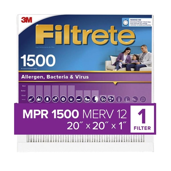 Filtrete 20x20x1 Allergen Reduction Pleated Air Filter, MERV 12 2002-4-HR - main