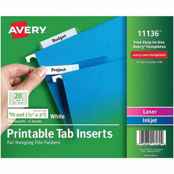 Zoro Select Tab Inserts 1/5-Cut, Pk100 11136 - main