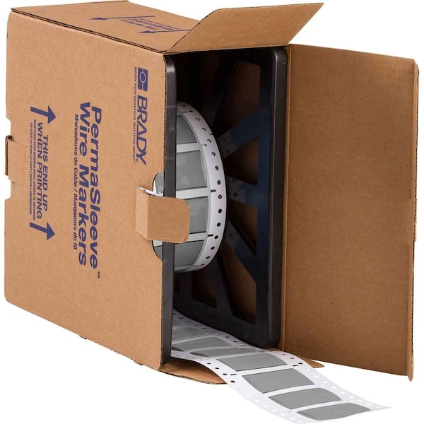 Brady PermaSleeve HX Heat Shrink Double Sided Wire Marking Sleeves, Gray, 0.75 in. Dia x 1 in. W 2HX-750-2-GY-2 - main