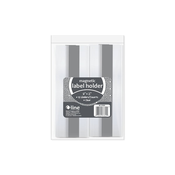 C-Line Products 2" x 6" Side Load Magnetic Label Holders, 10/PK, 10PK/BX 87820-BX - main