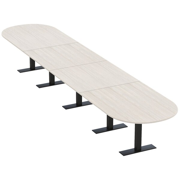 Skutchi Designs 20ft Conference Table With Power Unit | 20 Person Modular Racetrack Meeting Table | Harmony Series HAR-RAC-48X240-T.BK-K458-NA - main