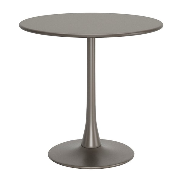 Homeroots 32" Taupe Steel Pedestal Base Round Top Dining Table 572232 - main