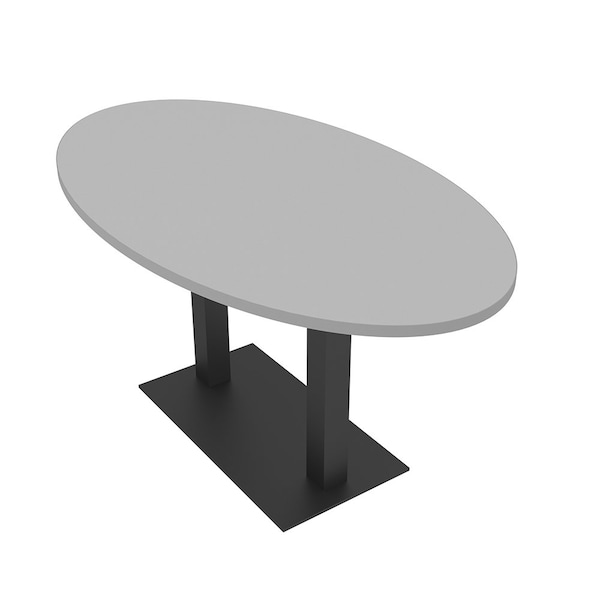 Skutchi Designs Oval Conference Table With Power Unit, 36 in W, 72 in L, Grey HAR-OVL-36X72-DOU.BK-U779-NA - main