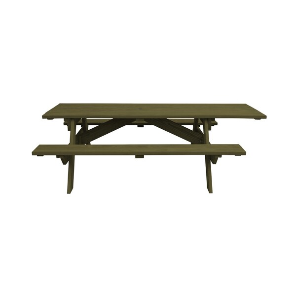 Homeroots Green Solid Wood Outdoor Picnic Table Umbrella Hole 525028 - main