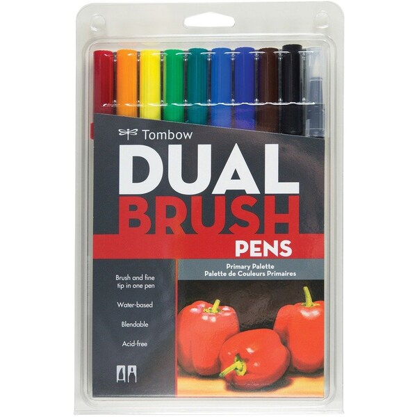 Tombow DUAL BRUSH SET 10 PRIMARY 56167 - main