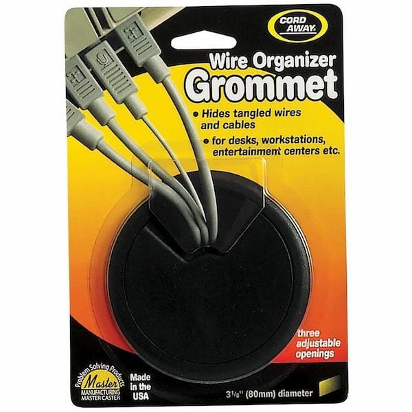 Master Caster Grommet, Desk, 3 1/8 In Dia, 1 1/8 In H, Blk 00203 - main
