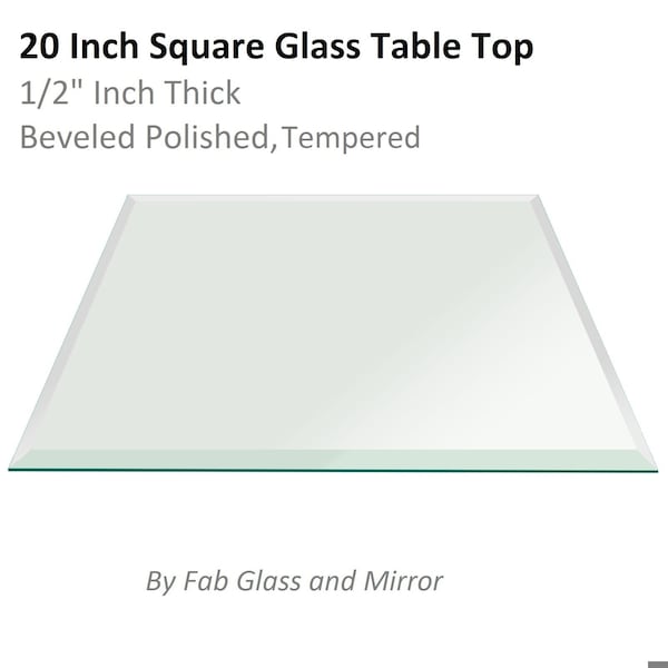 Fab Glass And Mirror 20in Square 1/2in in Thick Tempered Bevel Polish Edge Radius Corners Glass Table Top, Clear 20SQR12THBEAN - main