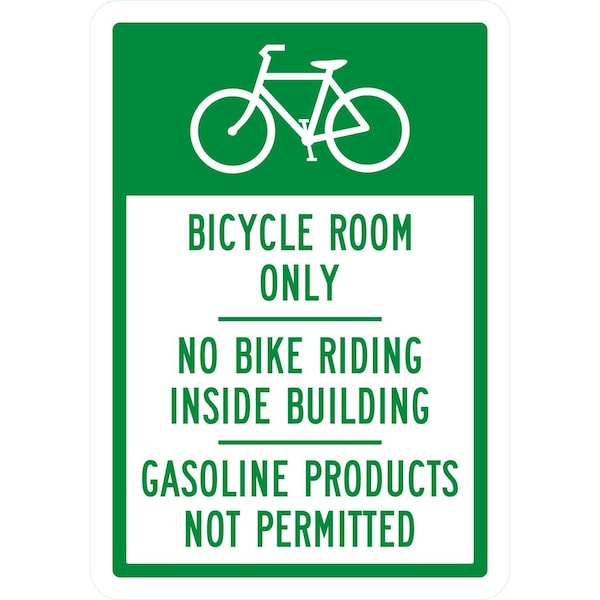 Lyle Bicycle Room Only No Bike Riding Inside Building, 7x10, Non-Reflective, White G-17150-NA_7x10 - main
