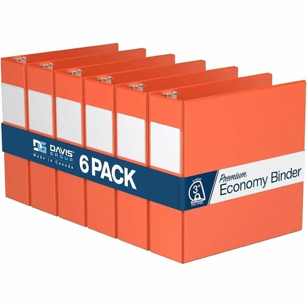 Davis Group Premium Economy, Angle D Ring, Binder, (Orange, 3"), PK6 2305-19-06 - main