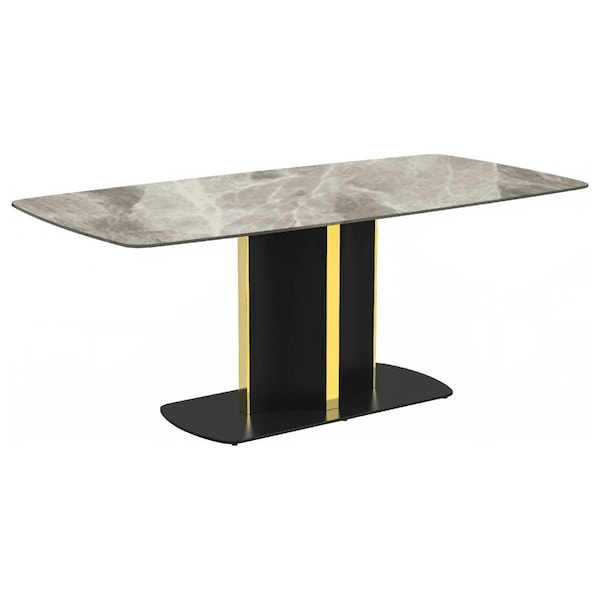 Leisuremod Rectangular 55.11 in W, 28 in L, Sintered Stone/Steel, Deep Grey STBLG-55DGR-S - main