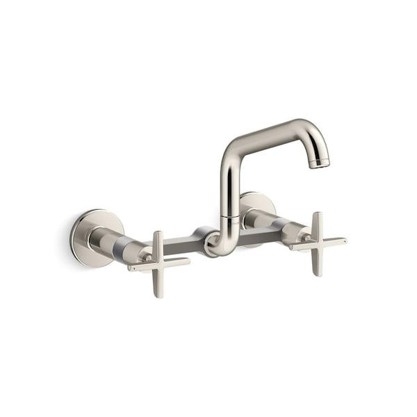 Kohler Billet Two-hole wall-mount bridge kitchen sink faucet 28666-3-SN - main