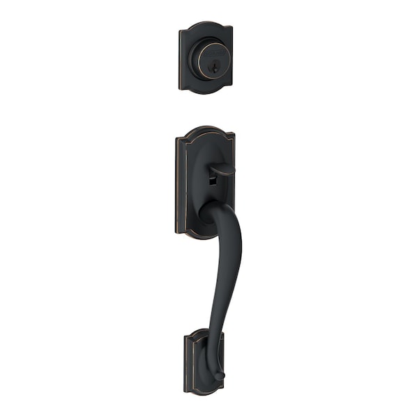 Schlage Residential Entrance Handleset Exterior Only, Camelot Style, Antique Bronze F58 CAM 716 - main