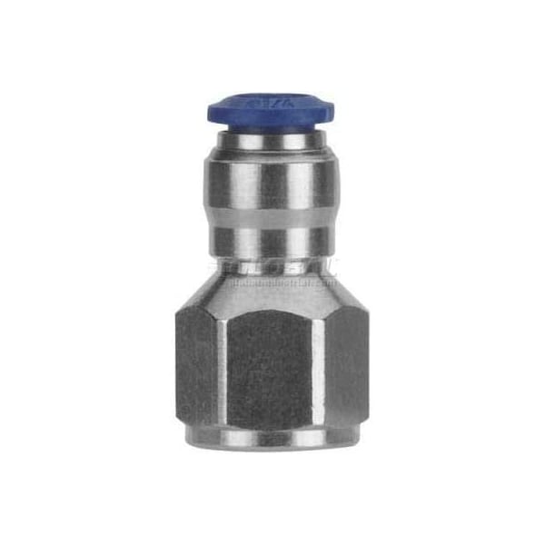 Usa Industrials Push to Connect Tube Fitting, Nickel Plated Brass w/ Plastic Release Ring, Female Straight, ZUSA-TF-PTC-NPBR-413 - main