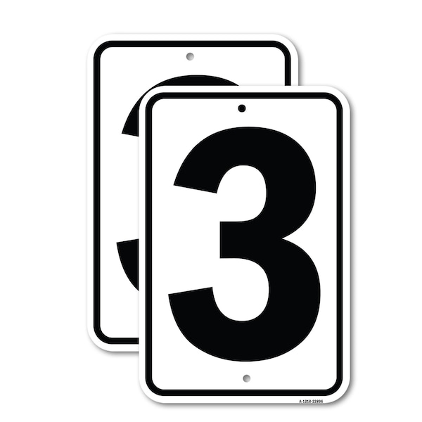 Signmission Sign with Number 3, 12'' X 18'' 2 Signs, Heavy Gauge Aluminum, 2PK A-1218-2PACK-22896 - main