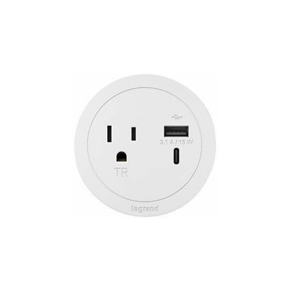 Legrand FurniturePowerOutlet, White, 1Outlet, 10ft RFPCRUAUC-WH10 - main